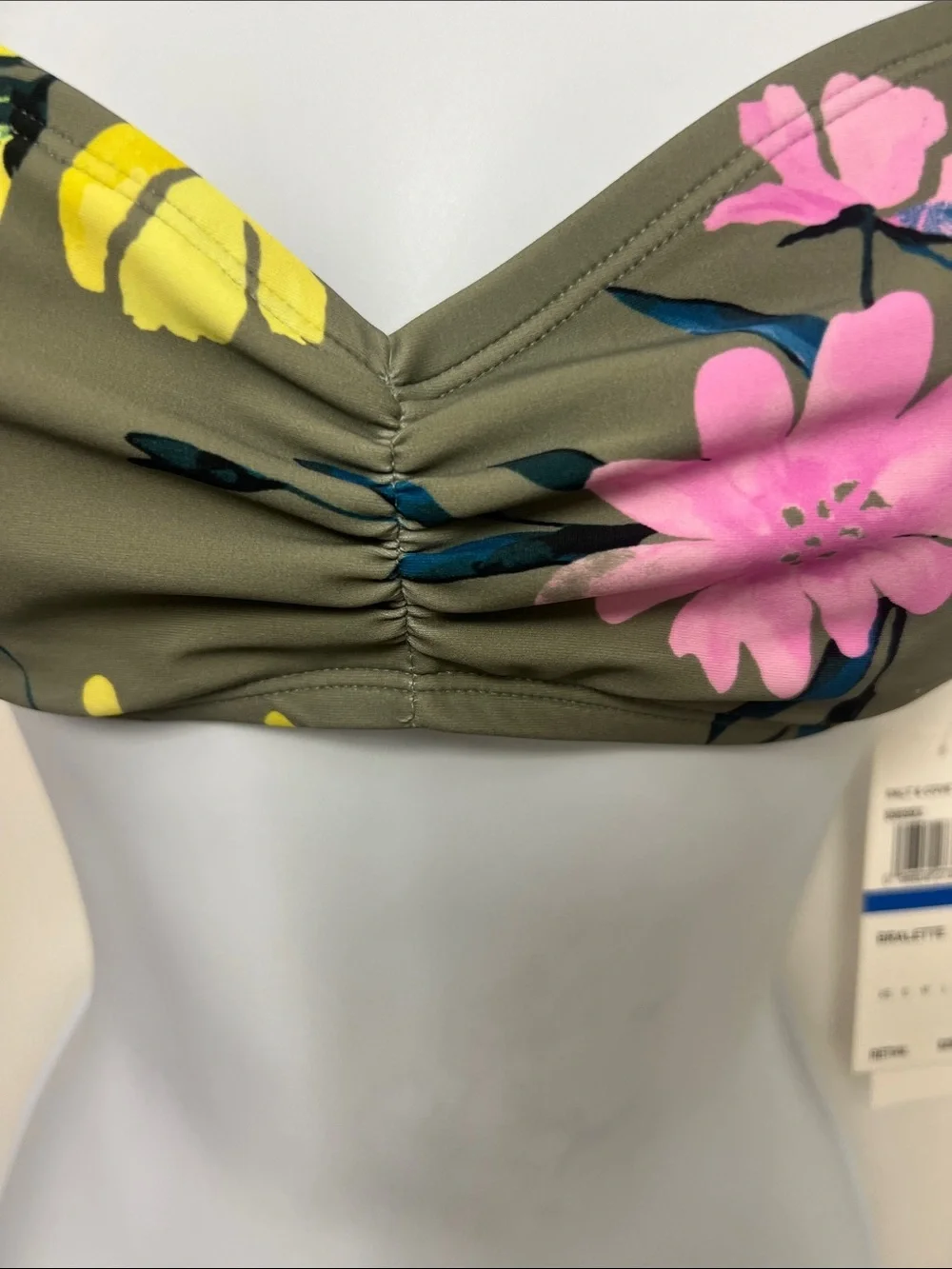 Salt + Cove Juniors' Floral-Print Sweetheart Bralette Bikini Top in Sage Sz. XL